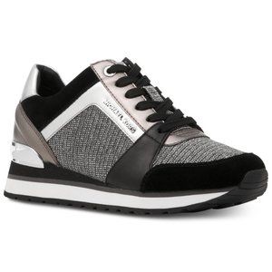 Michael Kors Billie trainer glitter chain mesh black/silver NWT